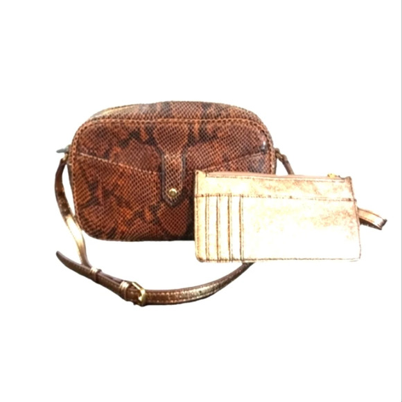 NEW Gili Crossbody Snake Embossed Genuine Leather Purse with Wallet - Picture 2 of 16